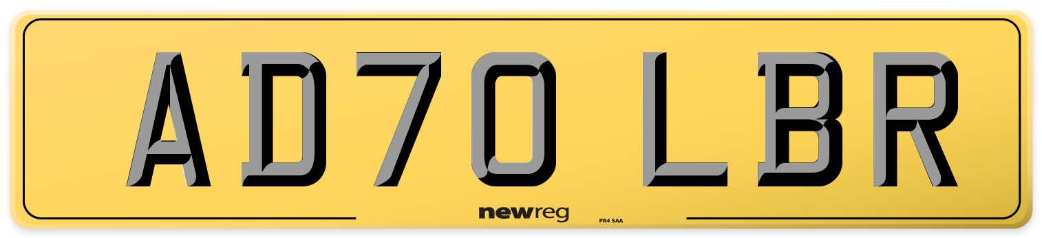 AD70 LBR Rear Number Plate