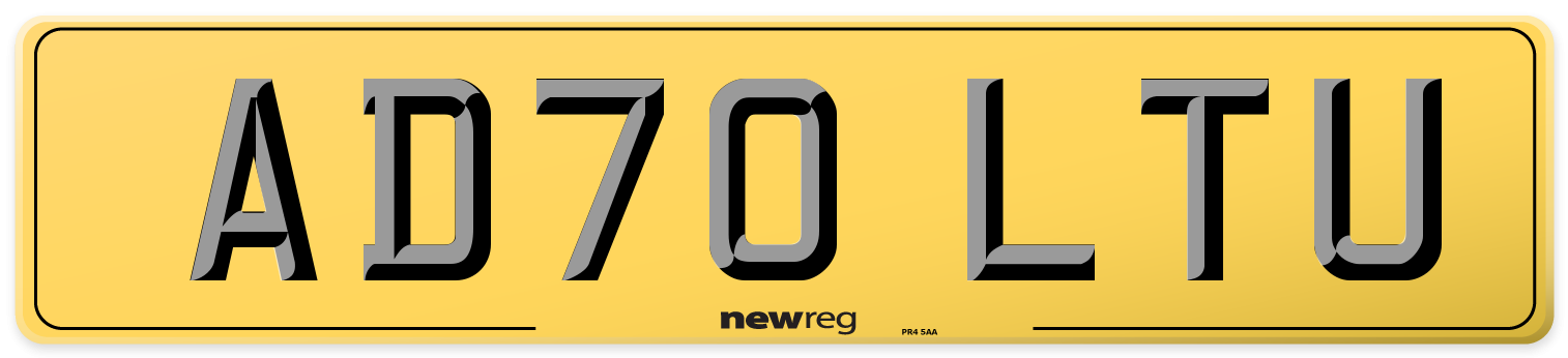 AD70 LTU Rear Number Plate