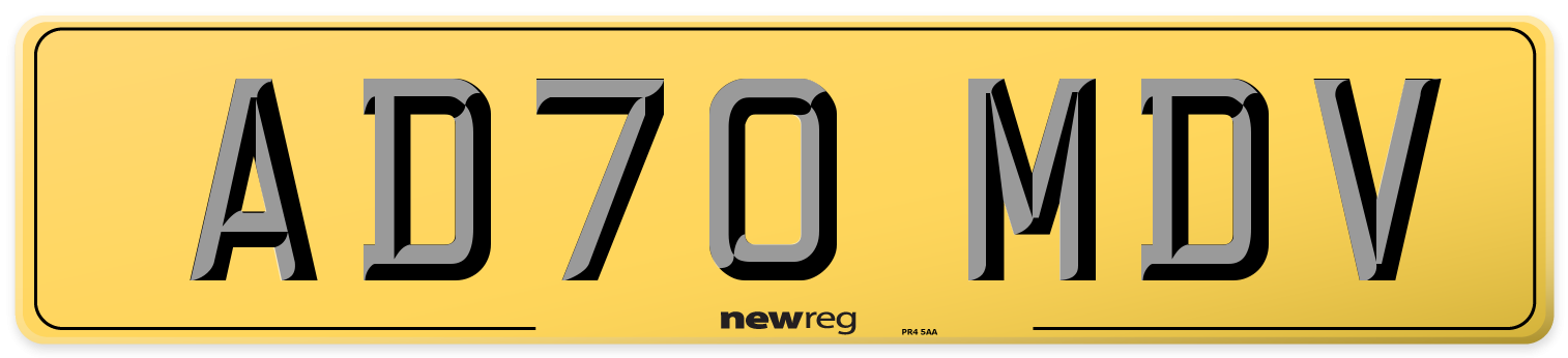 AD70 MDV Rear Number Plate