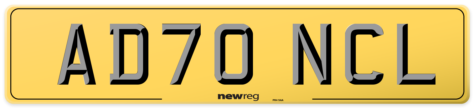 AD70 NCL Rear Number Plate