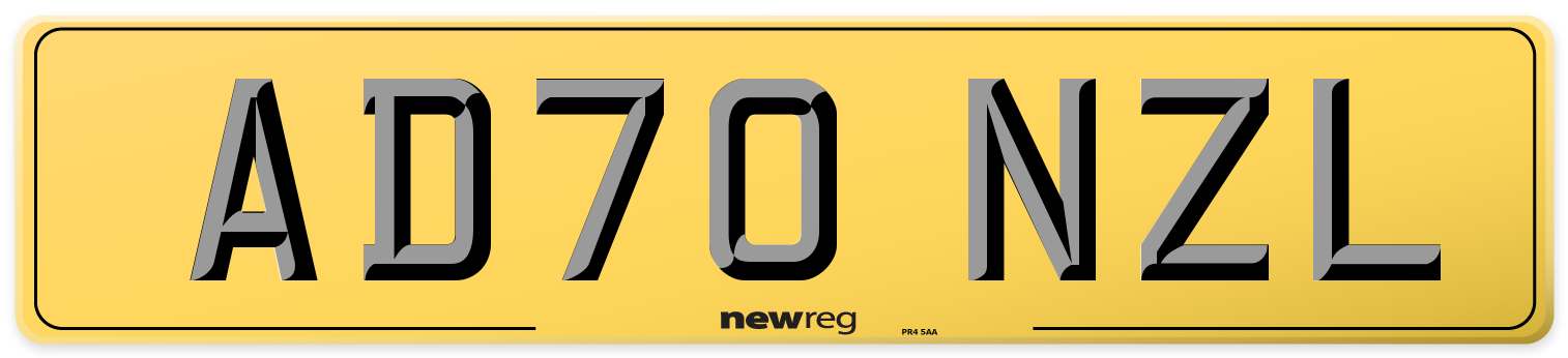 AD70 NZL Rear Number Plate