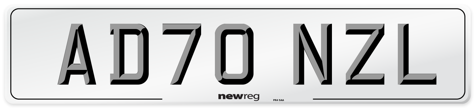 AD70 NZL Front Number Plate