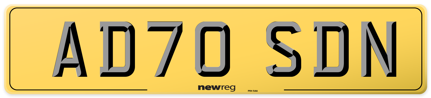 AD70 SDN Rear Number Plate