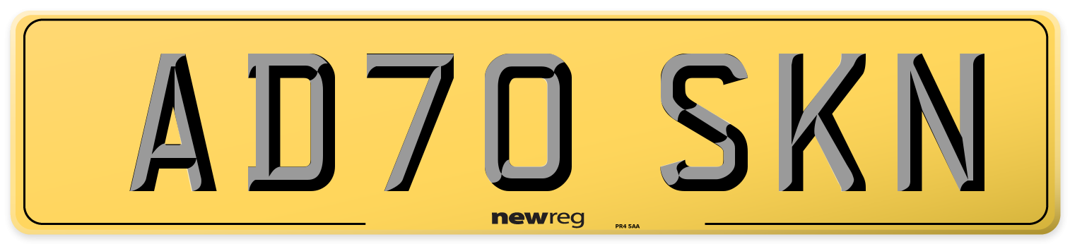 AD70 SKN Rear Number Plate