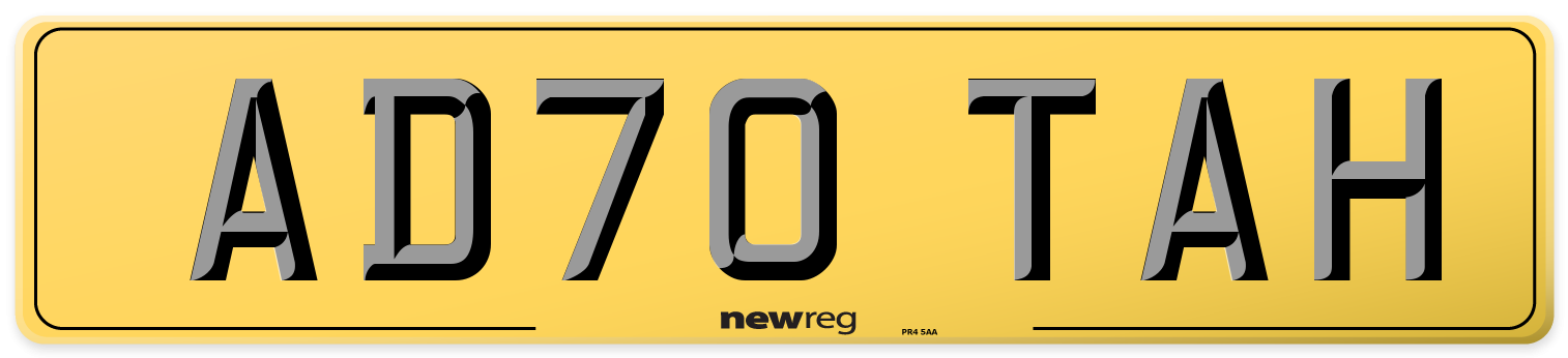 AD70 TAH Rear Number Plate