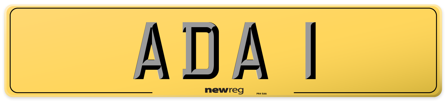 ADA 1 Rear Number Plate