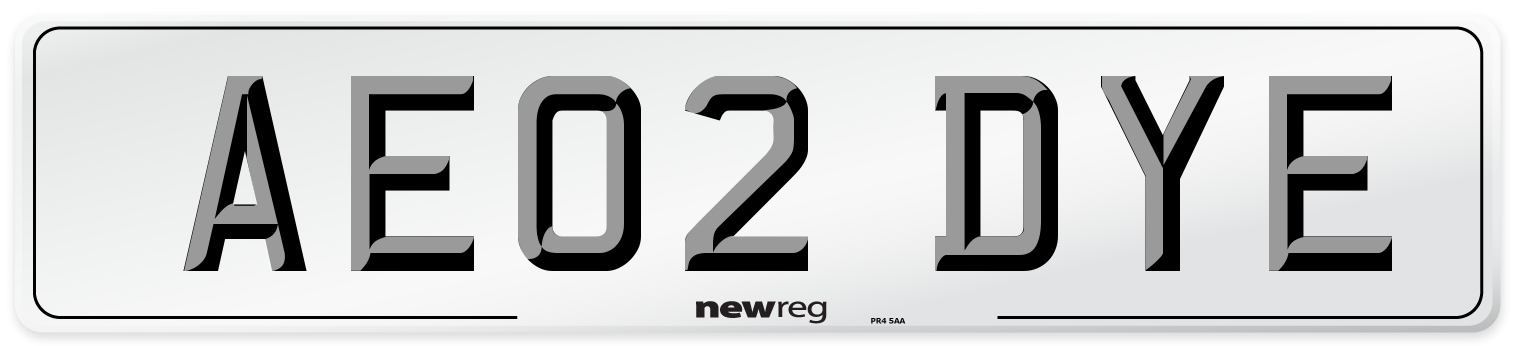 AE02 DYE Front Number Plate