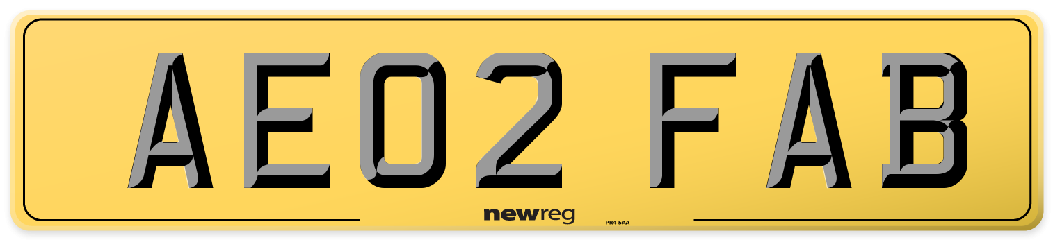 AE02 FAB Rear Number Plate