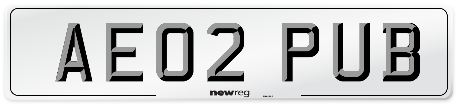 AE02 PUB Front Number Plate