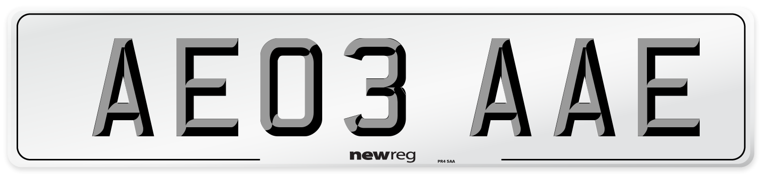 AE03 AAE Front Number Plate