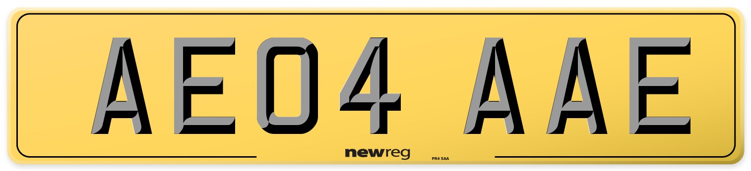 AE04 AAE Rear Number Plate