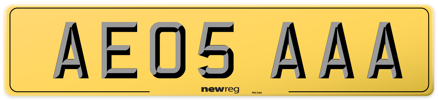 AE05 AAA Rear Number Plate