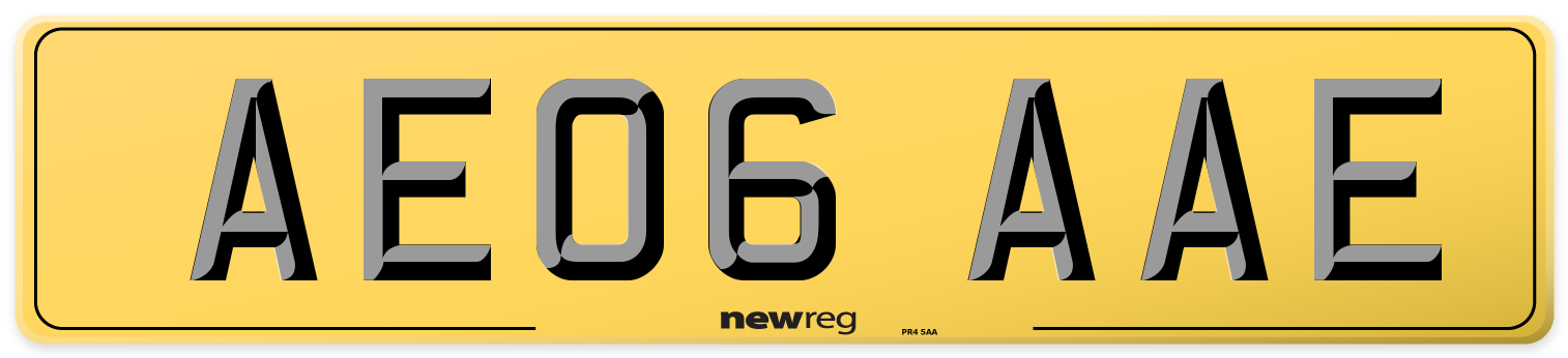 AE06 AAE Rear Number Plate