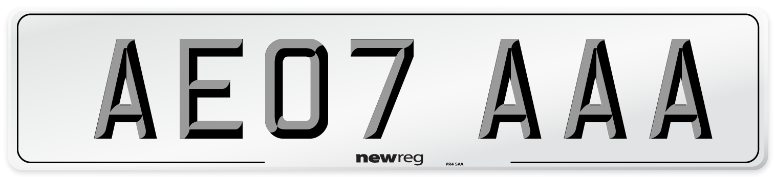 AE07 AAA Front Number Plate