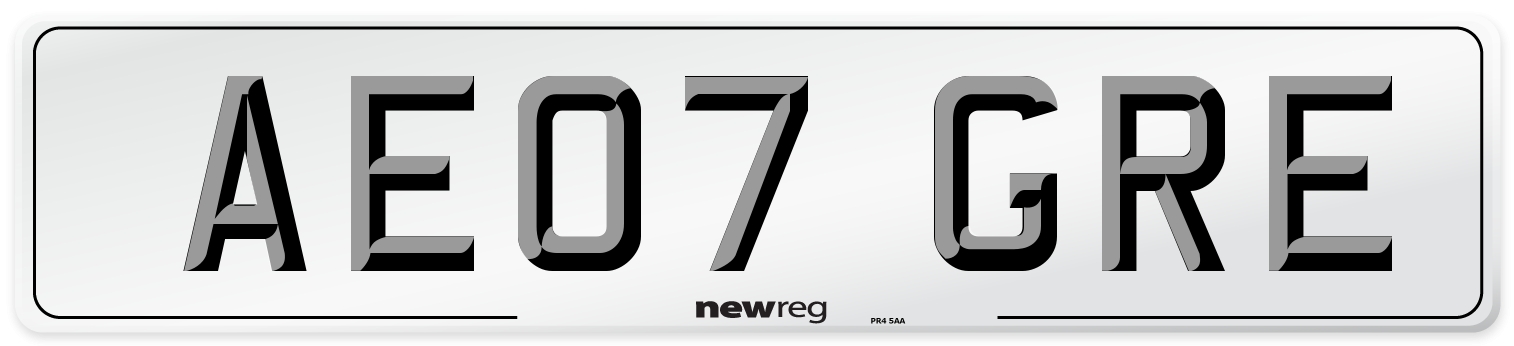 AE07 GRE Front Number Plate