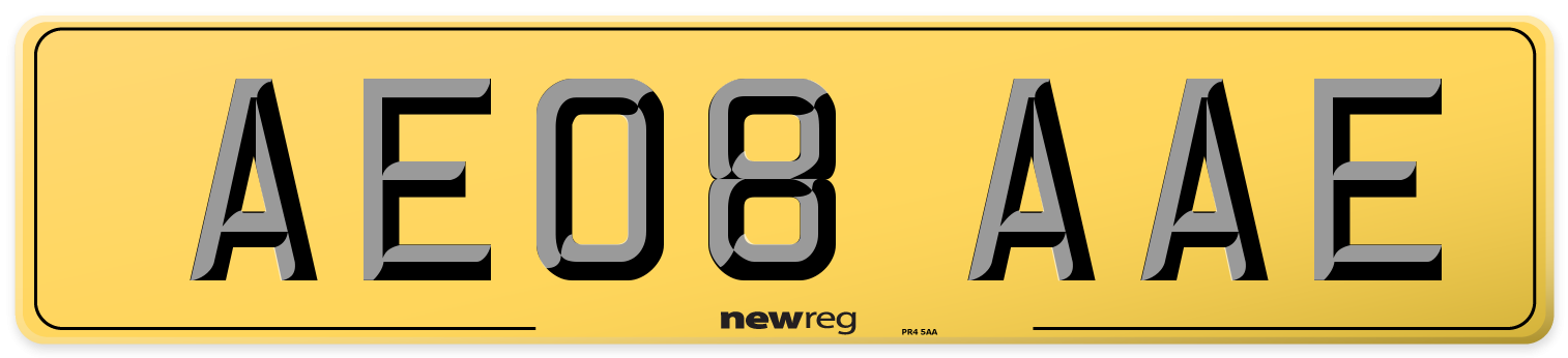 AE08 AAE Rear Number Plate