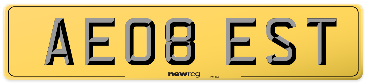 AE08 EST Rear Number Plate