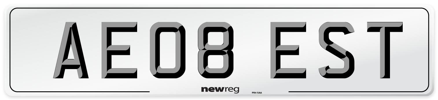 AE08 EST Front Number Plate