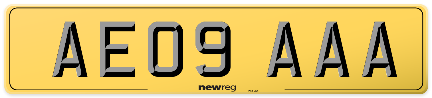 AE09 AAA Rear Number Plate