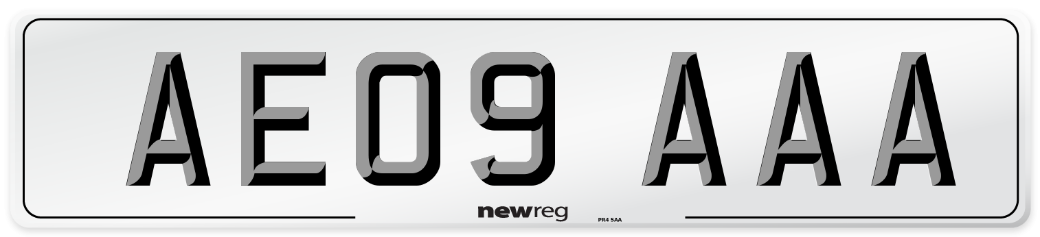 AE09 AAA Front Number Plate