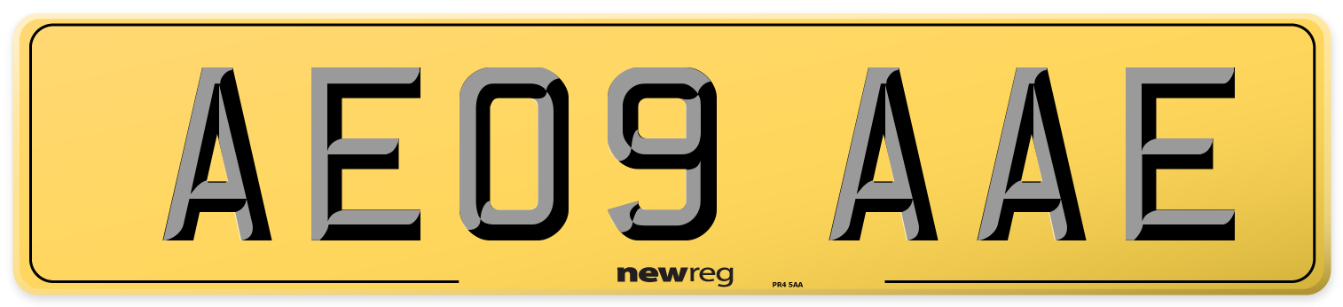 AE09 AAE Rear Number Plate