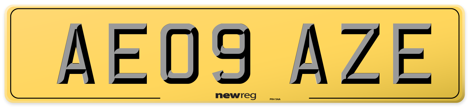 AE09 AZE Rear Number Plate
