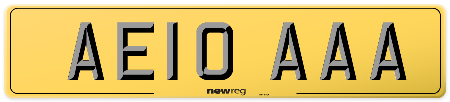 AE10 AAA Rear Number Plate