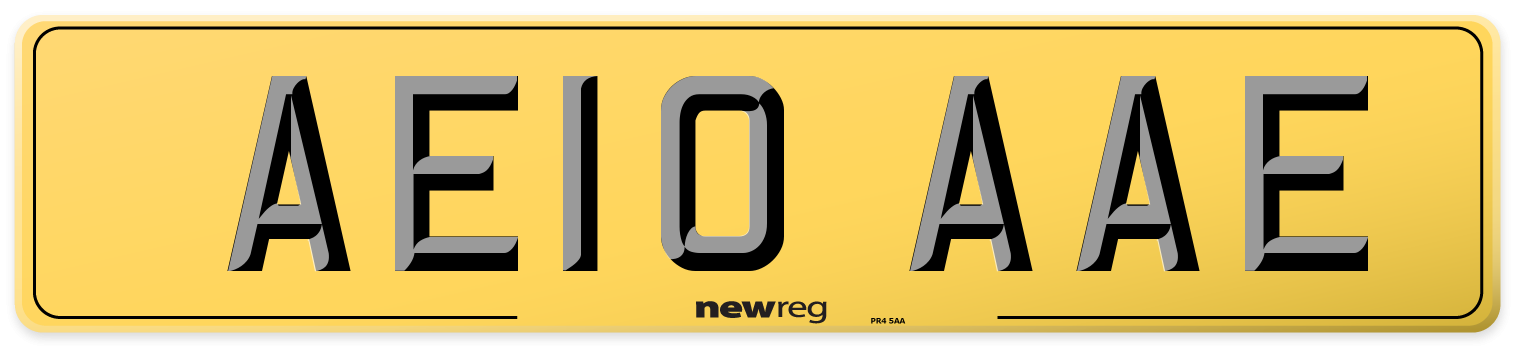 AE10 AAE Rear Number Plate