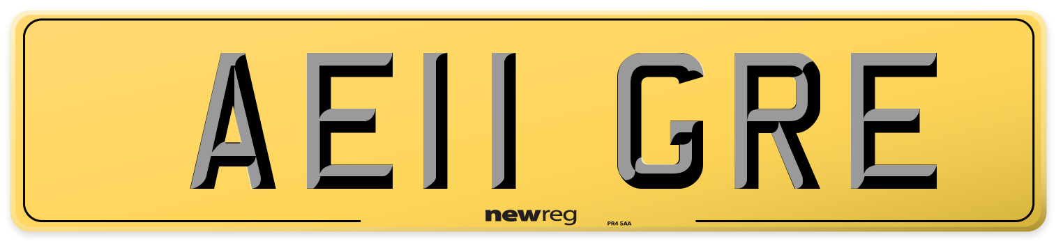AE11 GRE Rear Number Plate