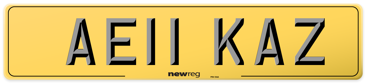 AE11 KAZ Rear Number Plate