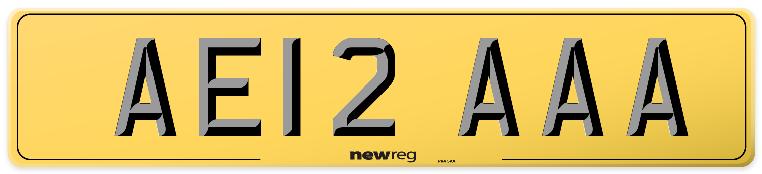 AE12 AAA Rear Number Plate