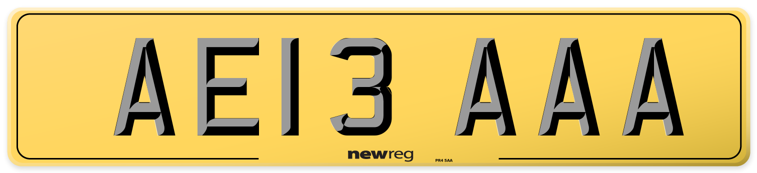 AE13 AAA Rear Number Plate