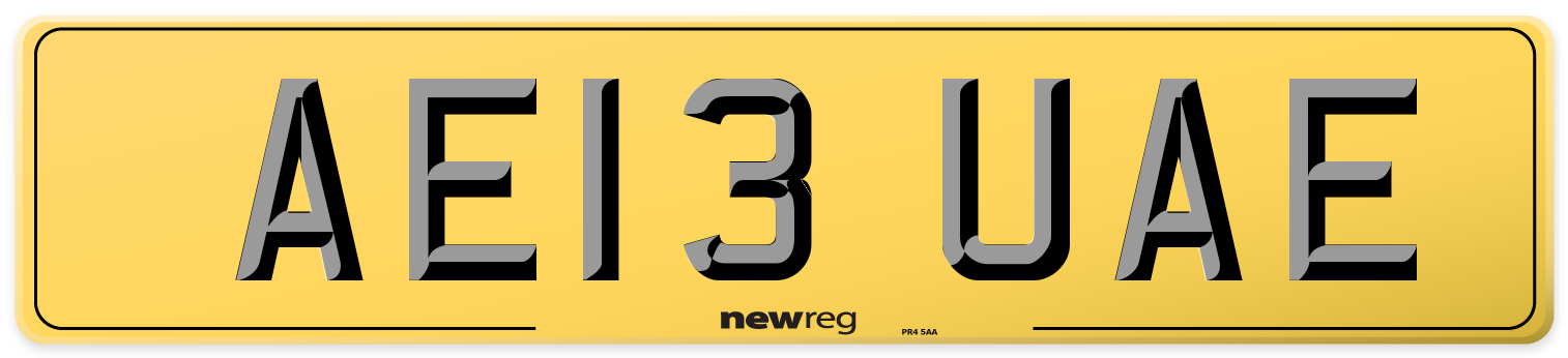 AE13 UAE Rear Number Plate