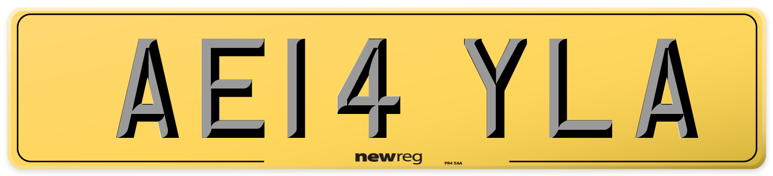 AE14 YLA Rear Number Plate