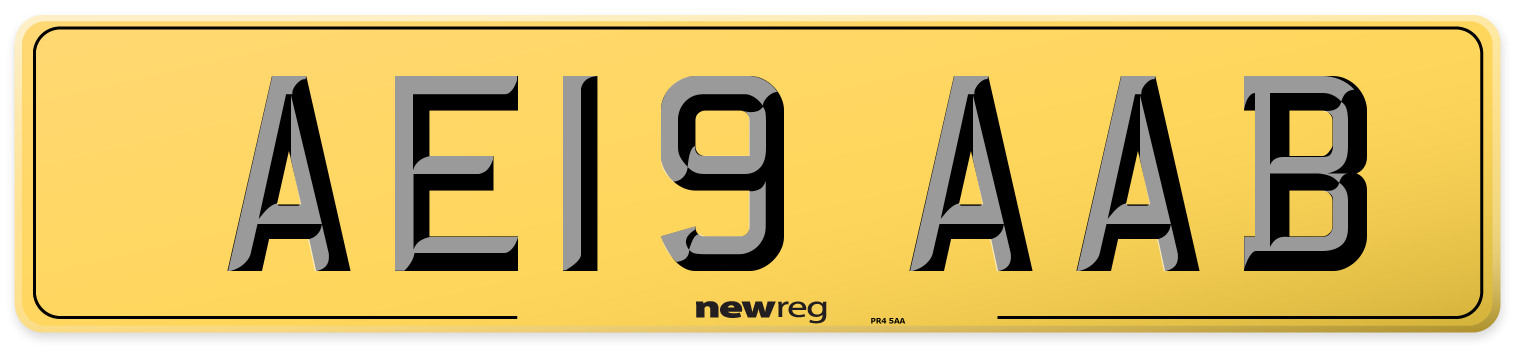 AE19 AAB Rear Number Plate
