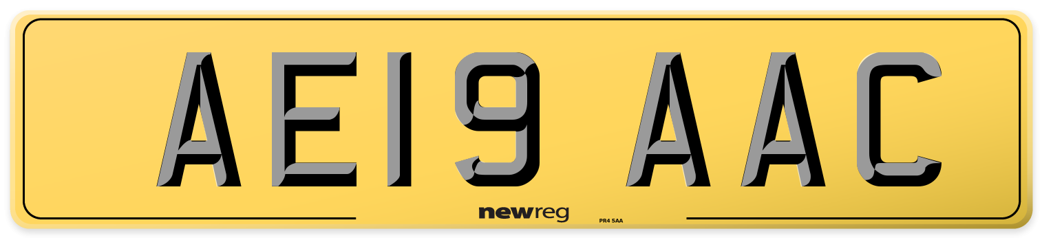 AE19 AAC Rear Number Plate