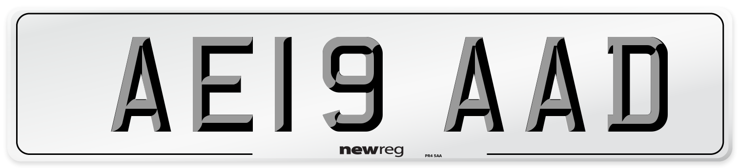 AE19 AAD Front Number Plate