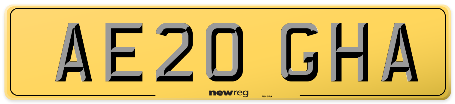 AE20 GHA Rear Number Plate