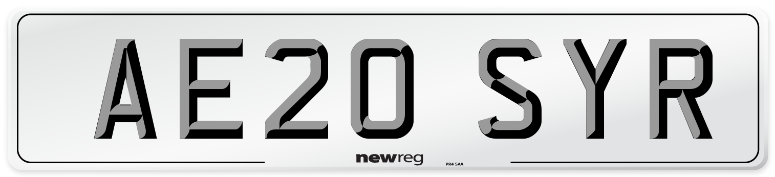 AE20 SYR Front Number Plate