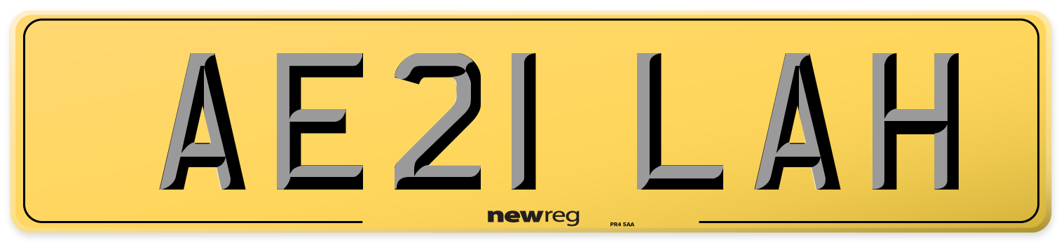 AE21 LAH Rear Number Plate