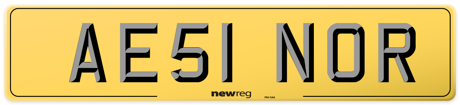 AE51 NOR Rear Number Plate