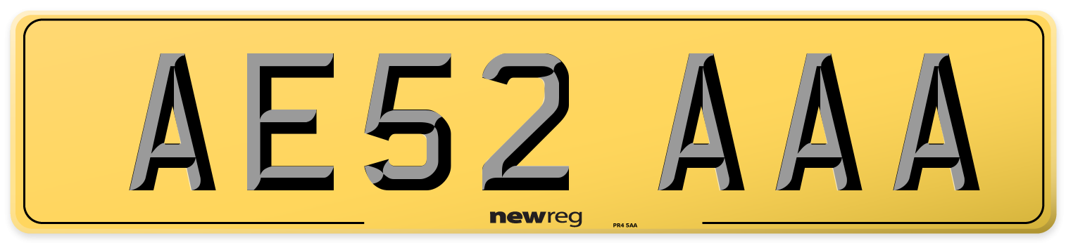 AE52 AAA Rear Number Plate