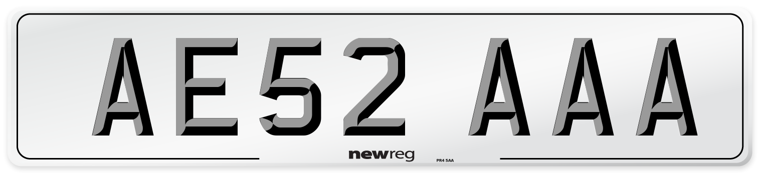 AE52 AAA Front Number Plate