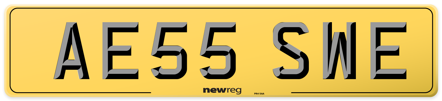 AE55 SWE Rear Number Plate