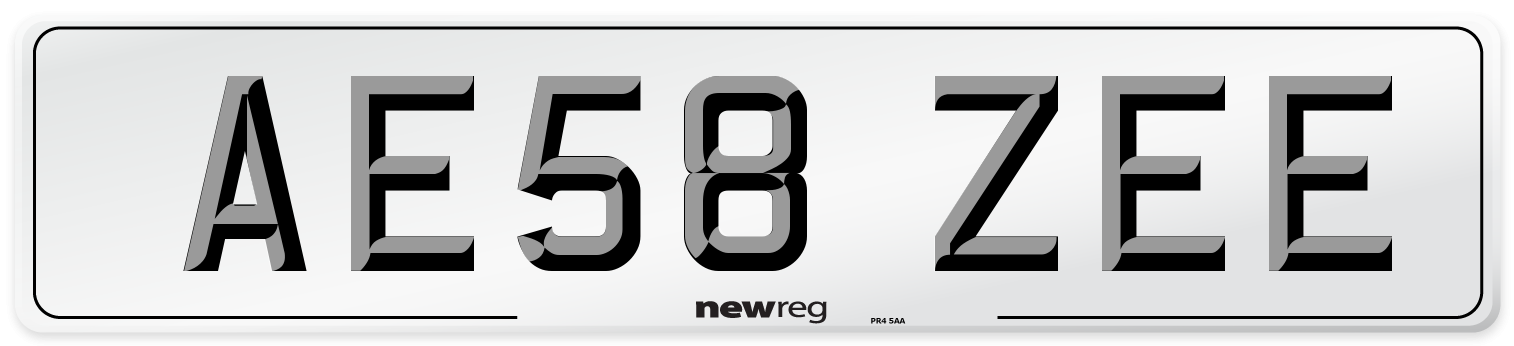 AE58 ZEE Front Number Plate