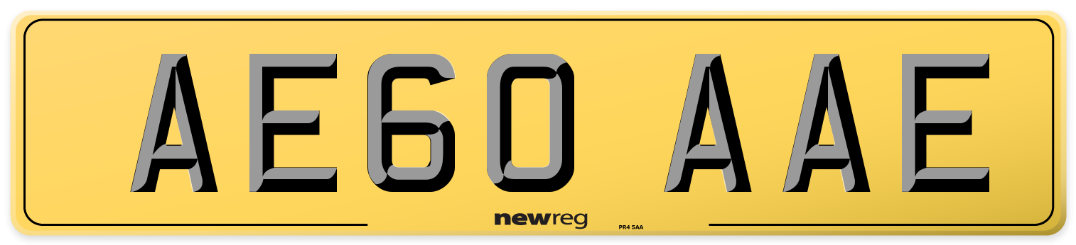 AE60 AAE Rear Number Plate