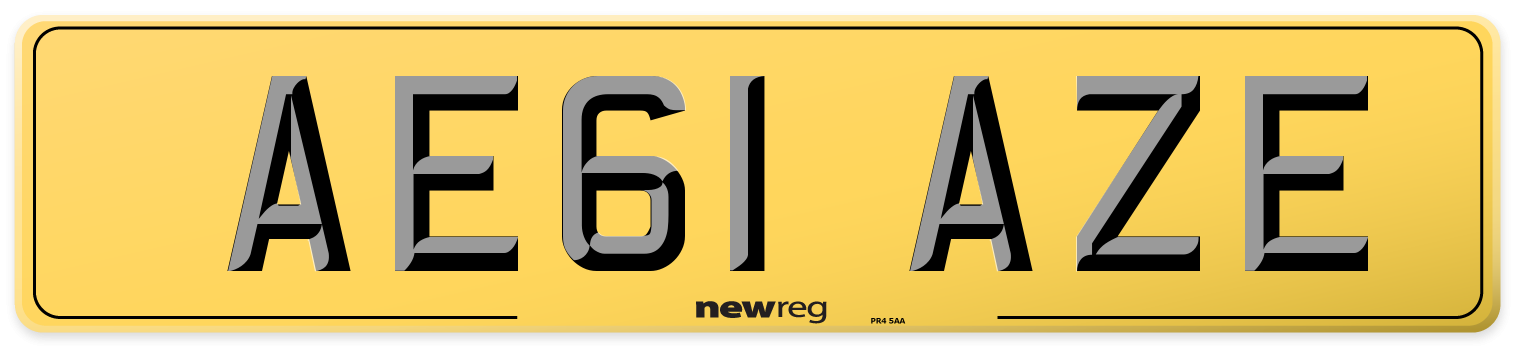AE61 AZE Rear Number Plate