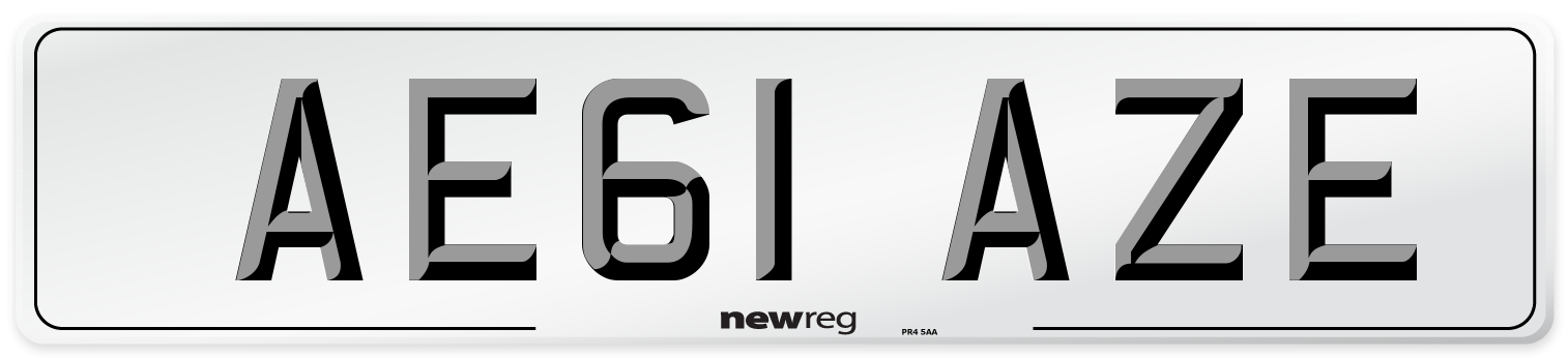 AE61 AZE Front Number Plate