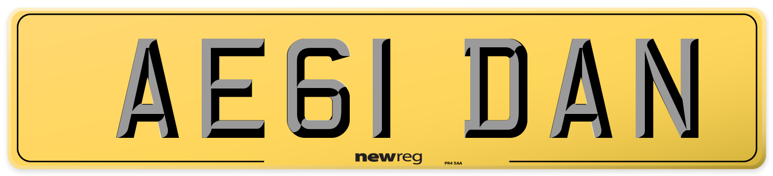 AE61 DAN Rear Number Plate