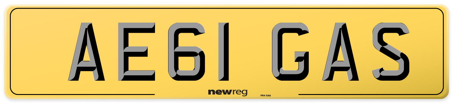 AE61 GAS Rear Number Plate